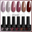 LILYCUTE 6Pcs/Set 7ML Brown Gel Nail Polish Winter Coffee Semi Permanent Soak Off UV Gel Design Nail Art Manicure Kit Varnish