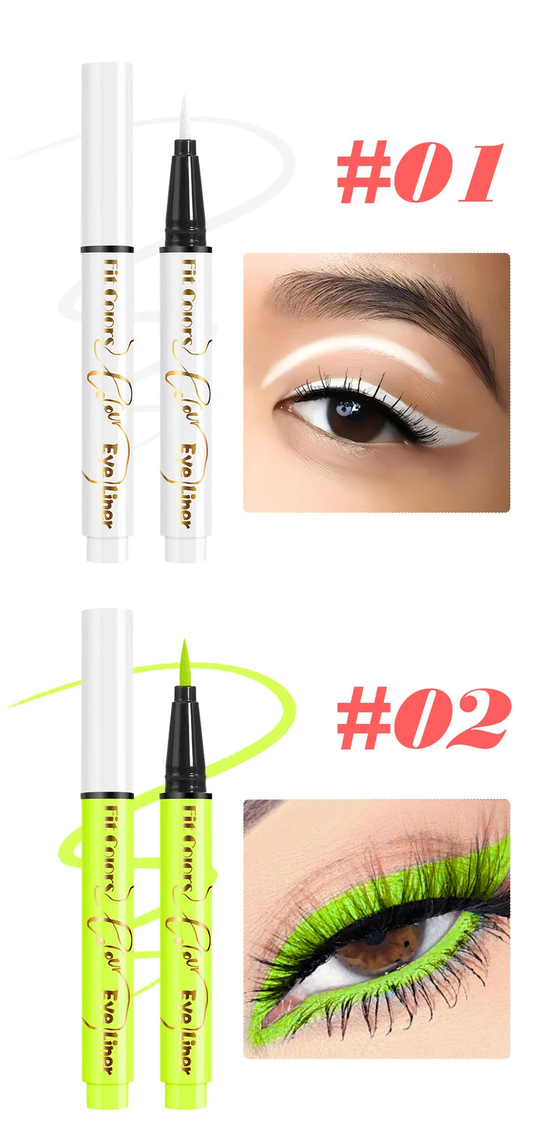 Fit Colors 12pcs/set colorful liquid UV waterproof Fluorescent Eyeliner Face Body Paint Pen long-lasting easy to remove