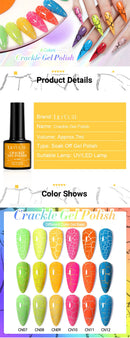 LILYCUTE 7ml Fluorescent Crackle Gel Nail Polish Neon Hybrid Natural Dry DIY Semi Permanent Soak Off Design Nail Art Varnish