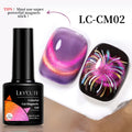 LILYCUTE 7ML Colorful Double Light Cat Magnetic Gel Nail Polish 9D Glitter Sparkling Rainbow Laser Soak Off Nail Art DIY Varnish