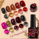 LILYCUTE 7ml Autumn Cat Magnetic Gel Nail Polish Red Brown Semi Permanent Glitter Magnetic Gel UV/LED Soak Off Varnish Design