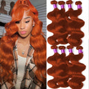 Ginger Color Body Wave Bundles Human Hair with Closure