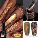 LILYCUTE 7ml Dynamic Reflective Cat Magnetic Gel Gold Sparkling Double Light Effect Semi Permanent UV Nail Art Gel Varnish