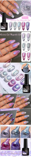 LILYCUTE 7ml Auroras Cat Magnetic Gel Nail Shining Glimmer Crystal Gel Polish Semi Permanent Soak Off UV Gel Nail Art Varnish