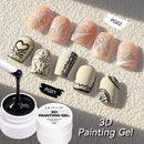 LILYCUTE 8ml 3D Painting Nail Gel White Black Color High Saturation Gradient Pat Multifunctional UV LED No Wipe Manicure Gel