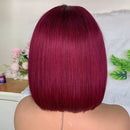 #613 Brazilian 99J Burgundy Short Bob Remy Straight Human Hair Wigs
