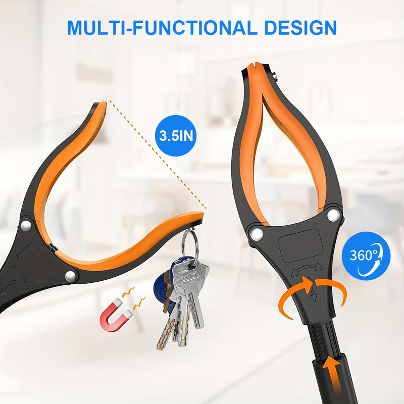 Heavy-Duty Grabber Reacher Tool – 90° Rotating Head Litter Picker & Long-Handle Trash Grabber for Hard-to-Reach Areas, Garden & Home Use