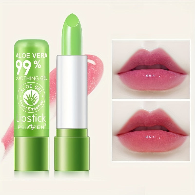 Aloe Vera Color-changing Lipstick 6-pack Long-lasting Moisturizing Constant Temperature Lip Gloss Lip Balm Green Turns Pink Magic Makeup