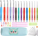 Crochet Hook Set,14 Sizes Crochet Hooks for Arthritic Hands,Crochet Hooks Ergonomic Soft Grip