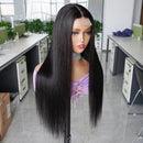 180% Density Full 2x6 Transparent Lace Front Straight Human Hair Wigs
