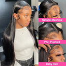 180% Density Full 2x6 Transparent Lace Front Straight Human Hair Wigs