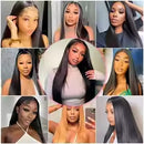 180% Density Full 2x6 Transparent Lace Front Straight Human Hair Wigs