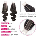 10A Grade Body Wave Brazilian 2x6 Lace Closure Kim K Closure Remy Huma