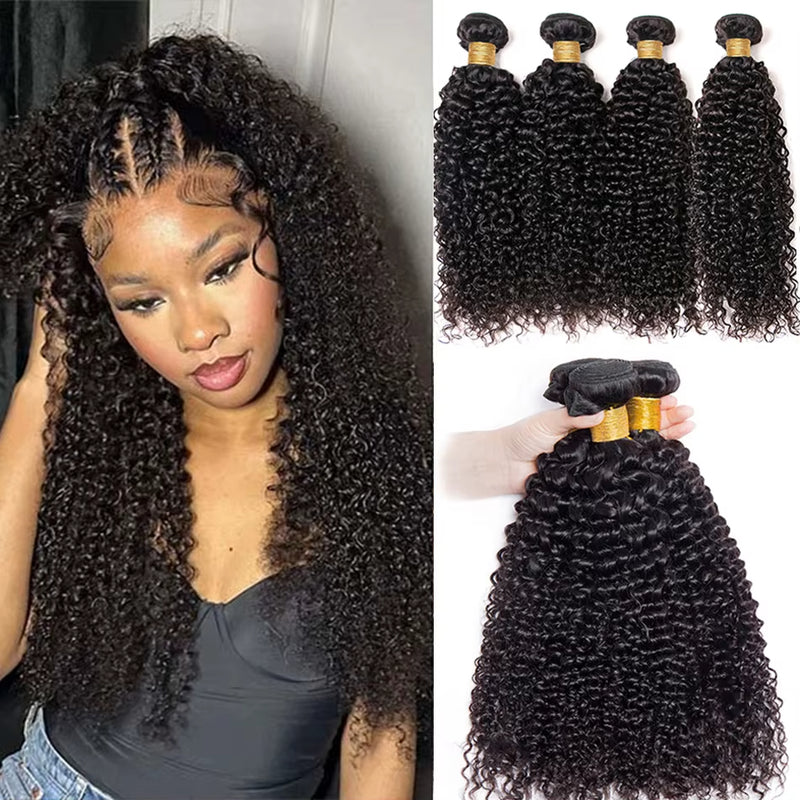 3 Bundles Curly Human Hair Extensions Silky Straight 10A Grade Body Wave Raw Mink Virgin Hair Bundles