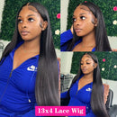 13x4 HD Transparent Lace Frontal Straight Human Hair Wigs 200% Density