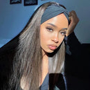 Headband Wig Straight Human Hair Scarf Wig No GLUE Easy Wear for Women