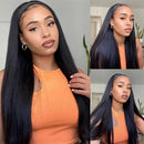 Headband Wig Straight Human Hair Scarf Wig No GLUE Easy Wear for Women