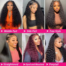 13x4 HD Transparent Lace Frontal Kinky Curly Human Hair Wigs 200% Dens