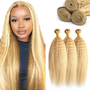 #1B/613 Kinky Straight 3/4 BUNDLES with CLOSURES & FRONTALS #613 Bundl