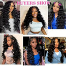 13x4 HD Transparent Lace Frontal Loose Body Wave Human Hair Wigs 180%