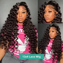 13x4 HD Transparent Lace Frontal Loose Body Wave Human Hair Wigs 180%