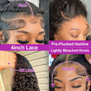 13x4 HD Transparent Lace Front Deep Wave Human Hair Wigs 200% Densit