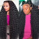 13x4 HD Transparent Lace Front Deep Wave Human Hair Wigs 200% Densit