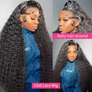13x4 HD Transparent Lace Front Jerry Curl Human Hair Wigs 200% Density
