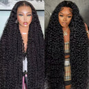 13x4 HD Transparent Lace Front Jerry Curl Human Hair Wigs 200% Density