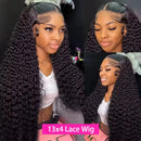 180% Density Full 4x4 Transparent Lace Front Kinky Curly Human Hair Wi