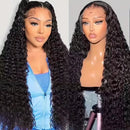 13x4 HD Transparent Lace Frontal Water Wave Human Hair Wigs 200% Densi