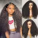 180% Density Full 4x4 Transparent Lace Front Kinky Curly Human Hair Wi