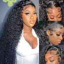 13x4 HD Transparent Lace Frontal Water Wave Human Hair Wigs 200% Densi