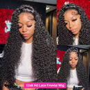 13x4 HD Transparent Lace Frontal Water Wave Human Hair Wigs 200% Densi