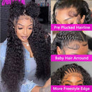 13x4 HD Transparent Lace Frontal Water Wave Human Hair Wigs 200% Densi
