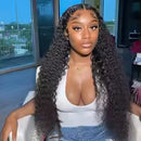 13x4 HD Transparent Lace Frontal Water Wave Human Hair Wigs 200% Densi
