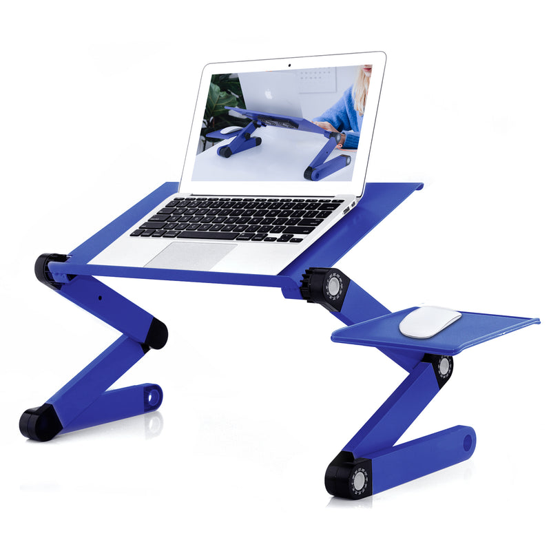 Adjustable Laptop Stand, Laptop Desk with 2 CPU Cooling USB Fans for Bed Aluminum Lap Workstation Desk with Mouse Pad, Foldable Cook Book Stand Notebook Holder Sofa