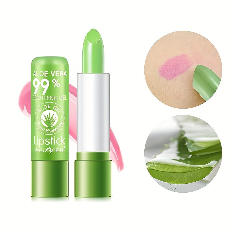 Aloe Vera Color-changing Lipstick 6-pack Long-lasting Moisturizing Constant Temperature Lip Gloss Lip Balm Green Turns Pink Magic Makeup