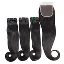 10A Grade 3/4 Straight Curve Fumi Human Hair bundles with 4x4 Closures