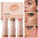 HelloKiss 3pcs Concealer Stick Set with Makeup Brush White Pink Black Brushes Highlighter Bronzer Blush for Easy Sculpting Natural Glow Waterproof Beauty Kit
