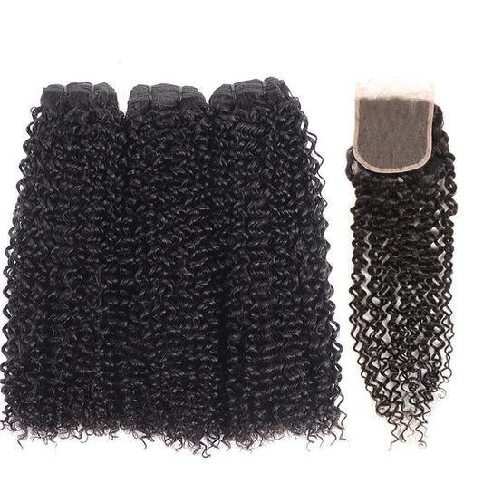 Beumax Double Drawn 12A Grade Kinky Curly BUNDLES with CLOSURES & FRONTALS