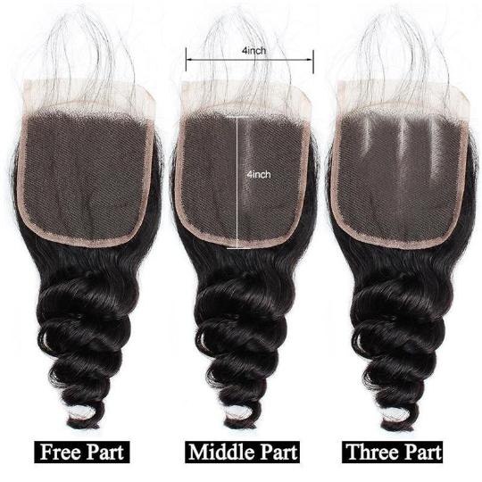 10A Grade Loose Wave 4x4 Brazilian 5x5 Lace 6x6 Closure Remy Human Hai