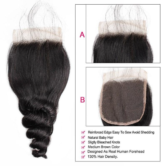 10A Grade Loose Wave 4x4 Brazilian 5x5 Lace 6x6 Closure Remy Human Hai