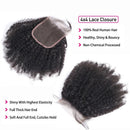 Human Hair Bundles With Closure Afro Kinky Curly Peruvian Raw 3 4 Bundle With 4x4 5x5 HD Lace Closure Yaki Weave With 13x4 Frontal