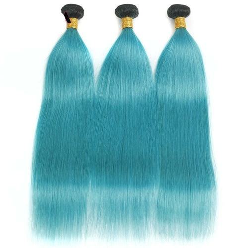 10A Grade Light Blue Straight BUNDLES with CLOSURES & FRONTALS