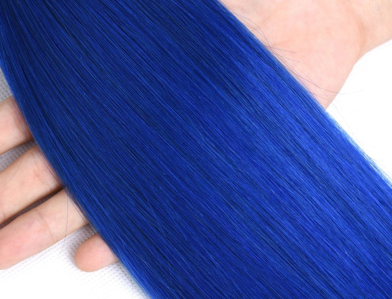 10A Grade Brazilian Blue Straight BUNDLES with CLOSURES & FRONTALS