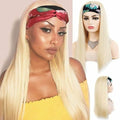 Straight 1B/613 Headband Human Hair 613 Wigs For Black Women Blonde Scarf